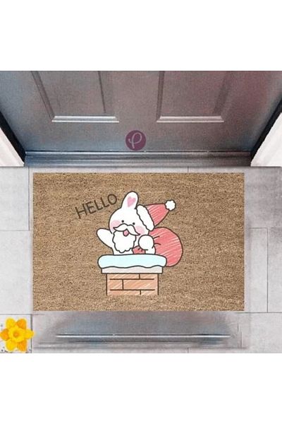 Mu Art Ahşap Door Mat Decorative Digital Print Hello P-2370