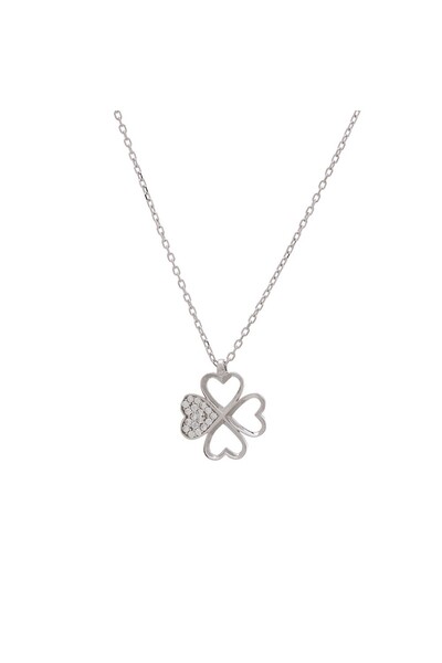 NAGISS Yonca Kalp Model Zirkon Taşlı 925 Ayar Gümüş Kadın Kolye