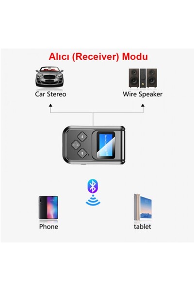 Leonpro Bluetooth 5.0 2in1 Alıcı verici Düşük Gecikmeli lcd ekranlı BT kit