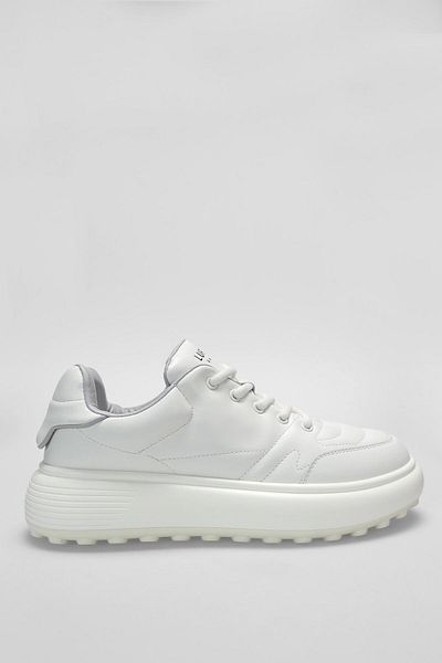 Lufian Genuine Leather Lace-Up Comfortable Casual Sneaker White