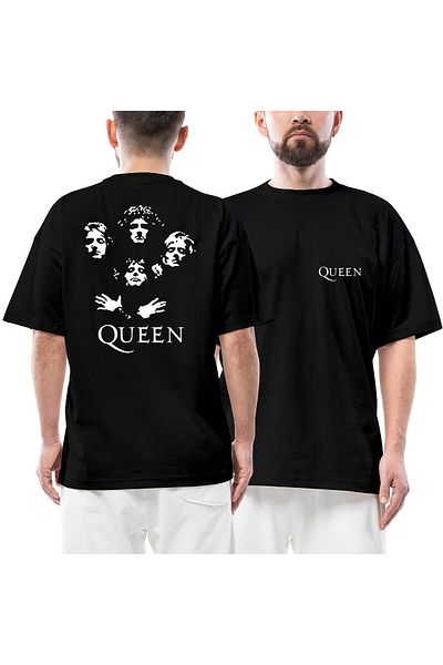 Z zepplin Queen Group Μπροστινό Πίσω Μπλουζάκι με στάμπα μαύρο Oversize