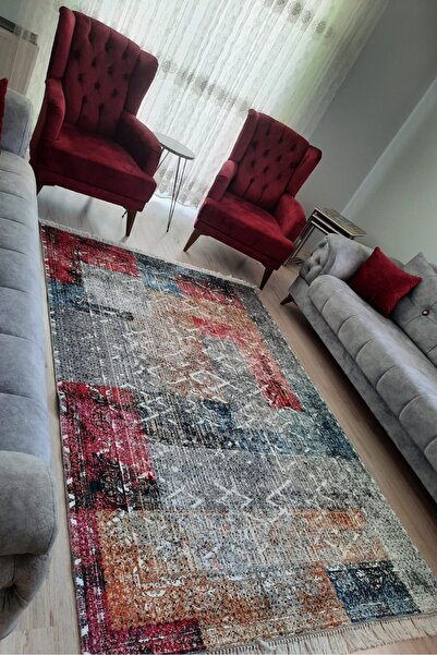 VOPTEKS Renkli Halı Salon Halısı Makinede Yıkanabilir Kaymaz Taban Halı