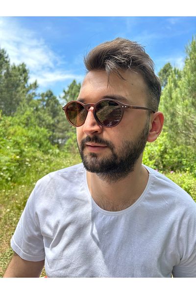 Ferrucci Brown Matte Round Framed Brand Model Unisex Sunglasses