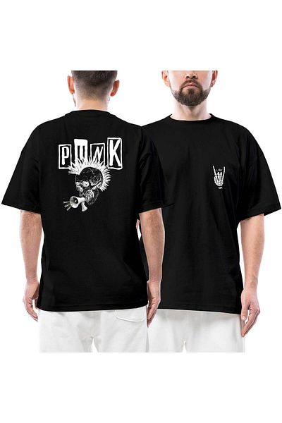 Z zepplin Love Punk Front Back Printed Black Oversize T-Shirt