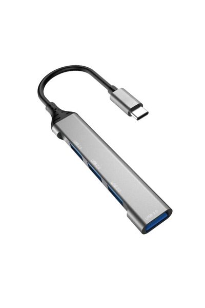 OEM HUB Adaptor 4 in 1 USB-C, 4x USB-A 2.0/3.0, 6.3cm, Aluminiu, Gri