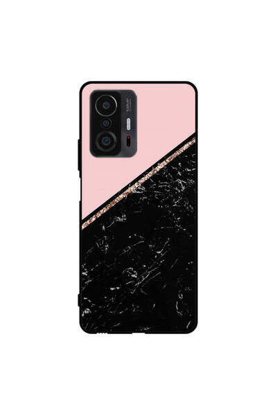 Covernex غطاء حماية لهاتف شاومي 11T - أسود رخامي وشريط ذهبي