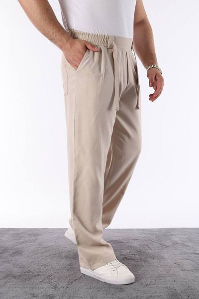 STOCX Men's Beige Color Stylish Tie-Up High Waist Loose Cut Trousers