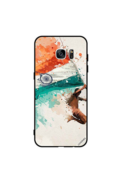 Covernex غطاء حماية لهاتف سامسونج جالاكسي إس 7 إيدج يحمل علم الهند أثناء الطيران