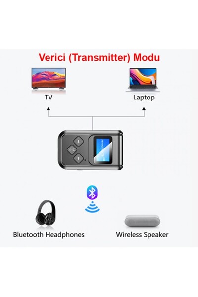 Leonpro Bluetooth 5.0 2in1 Alıcı verici Düşük Gecikmeli lcd ekranlı BT kit