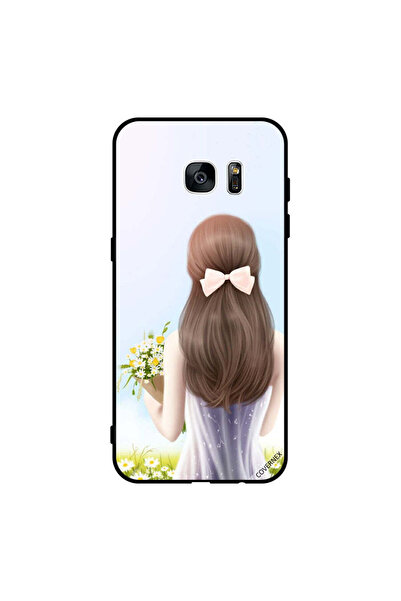 Covernex غطاء حماية لهاتف سامسونج جالاكسي إس 7 إيدج - فتاة جميلة تحمل الزهور
