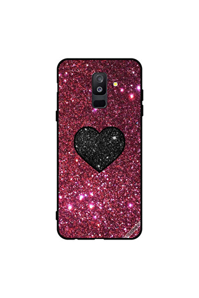 Covernex غطاء حماية لهاتف سامسونج جالاكسي A6+ (2018) قلب أسود مع بريق أحمر