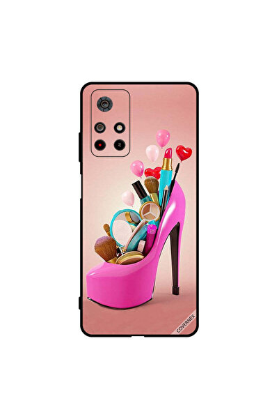 Covernex غطاء حماية لهاتف Poco M4 Pro حذاء وردي مع أدوات مكياج