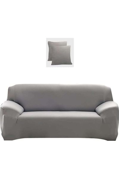 OEM Elastic Sofa Cover for 2 Seater with 2 Pillow Covers, Non-Slip, 140-180 cm, Gray