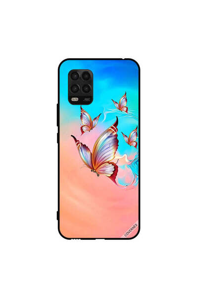 Covernex غطاء حماية لهاتف شاومي مي 10 لايت 5G، فراشات تحلق فوق لون الطلاء