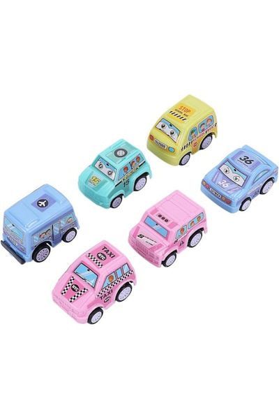 dalimag Set 6 Masinute de Jucarie, din Plastic, 4 cm, Multicolor Roz, Dalimag