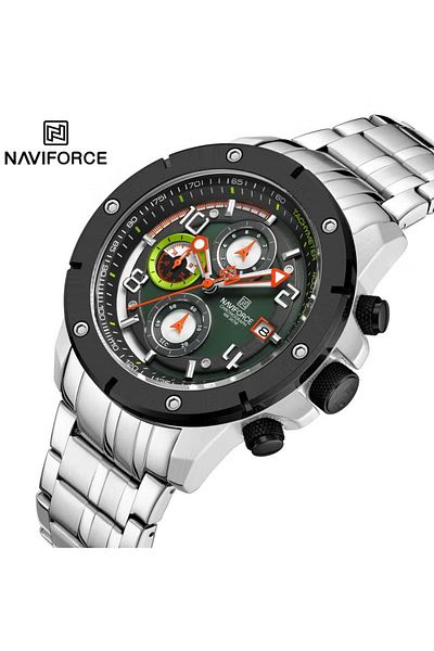 Naviforce Men's Stylish Chronograph Watch – 46mm Sport Dial, Stainless Steel Bracelet, Water Resistant