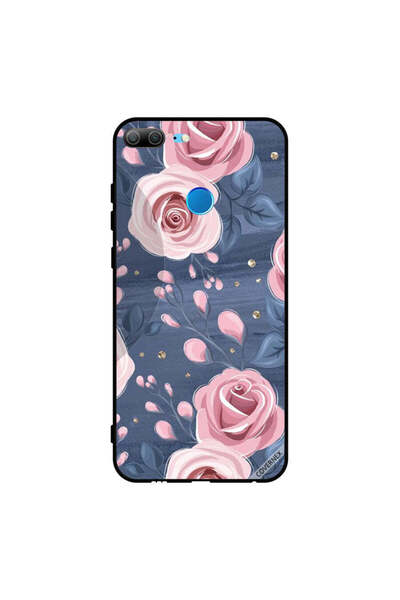 Covernex غطاء حماية لهاتف Honor 9 Lite بنقشة ورود وردية وأوراق رمادية داكنة