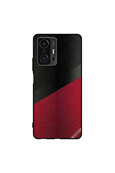 Covernex غطاء حماية لهاتف شاومي 11T برو، بنمط جلدي أسود وأحمر