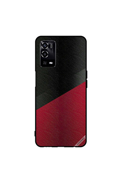 Covernex غطاء حماية لهاتف Oppo A55/56 بنمط جلدي أسود وأحمر