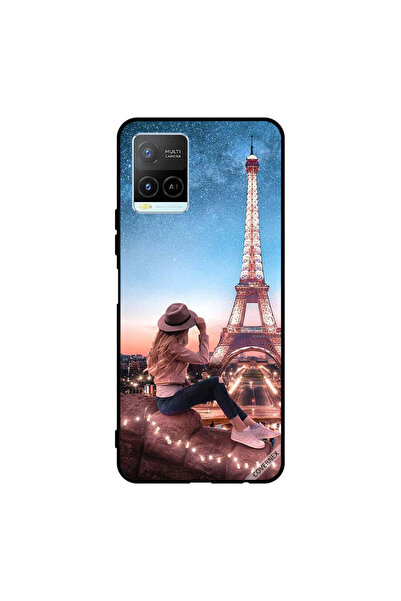 Covernex غطاء حماية لهاتف Vivo Y32 باللون البني مع قبعة الفتاة وبرج إيفيل