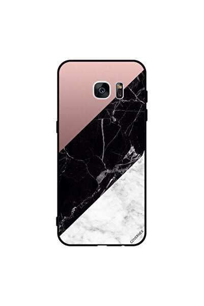 Covernex غطاء حماية لهاتف سامسونج جالاكسي S7 إيدج، أبيض وأسود، الجزء العلوي م...