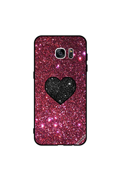 Covernex غطاء حماية لهاتف سامسونج جالاكسي إس 7 إيدج بتصميم قلب أسود مع لمسات ...