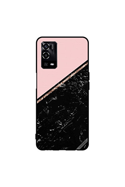 Covernex غطاء حماية لهاتف Oppo A55/56 - أسود رخامي وشريط ذهبي