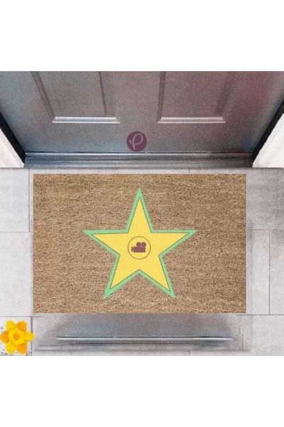 Mu Art Ahşap Door Mat Decorative Digital Printing Star P-2388