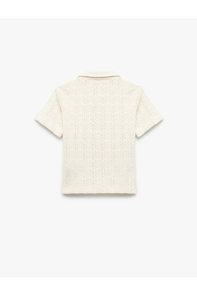 Koton Button Detailed Textured Short Sleeve Shirt