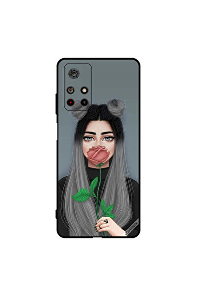 Covernex غطاء حماية لهاتف Poco M4 Pro بفم مخفي لطيف على شكل فتاة بلون الخوخ ا...