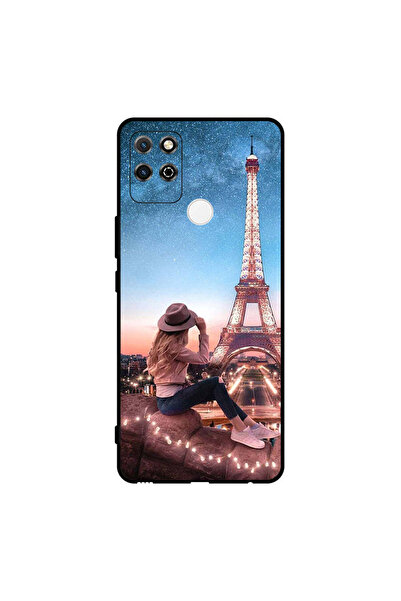 Covernex غطاء حماية لهاتف Honor Play 5T بتصميم فتاة القبعة البنية وبرج إيفيل