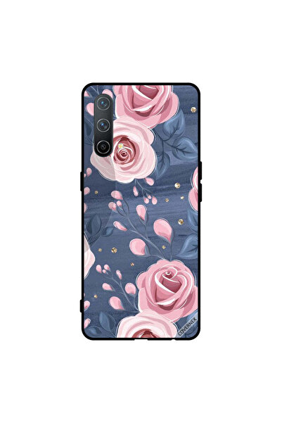 Covernex غطاء حماية لهاتف Oneplus Nord CE 5G بنقشة ورود وردية وأوراق رمادية د...