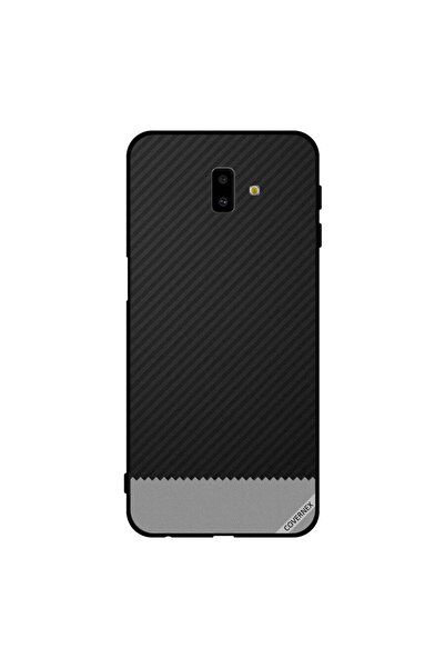 Covernex غطاء حماية لهاتف سامسونج جالاكسي J6+ بنمط خطوط سوداء ورمادية