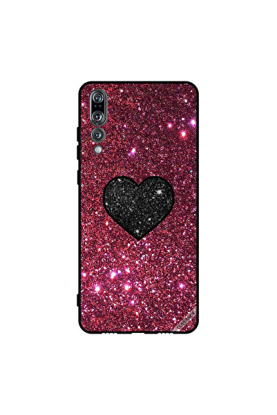 Covernex غطاء حماية لهاتف هواوي بي 20 برو - قلب أسود مع لمعان أحمر