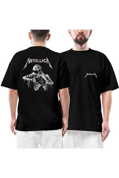 Z zepplin Μπλουζάκι Metallica Mummy μπροστινό πίσω εμπριμέ μαύρο oversize