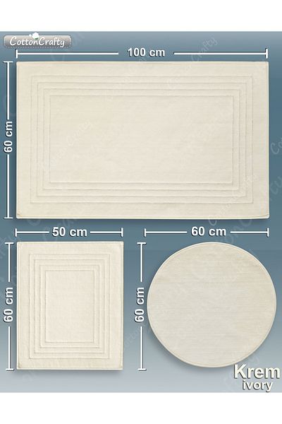CottonCrafty Σετ πατάκι μπάνιου από βαμβακερό υφαντό απορροφητικό νερό, χαλί μπάνιου, VERA, Σετ τουαλέτας 3 τεμαχίων 60x100-60x50-60x60
