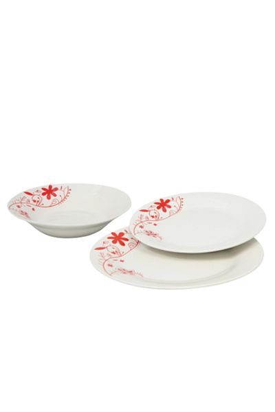 Oti Servicu de masa 18 piese, 6 persoane, portelan Azalea, alb