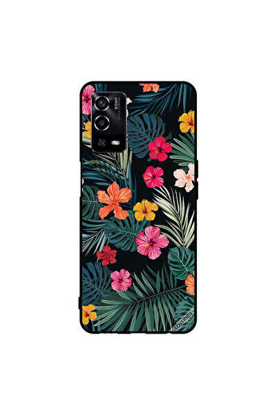 Covernex غطاء حماية لهاتف Oppo A55/56 بنقشة زهور متعددة الألوان وريش أخضر داكن