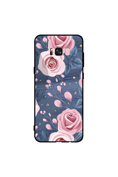 Covernex غطاء حماية لهاتف سامسونج جالاكسي S8+ بنقشة ورود وردية وأوراق رمادية ...