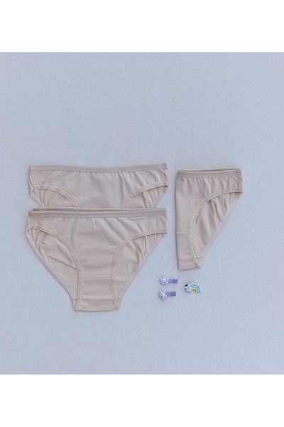 siyalife Women's Cotton Skin Color 3-Piece Combed Cotton Fabric Panties Bikini Slip
