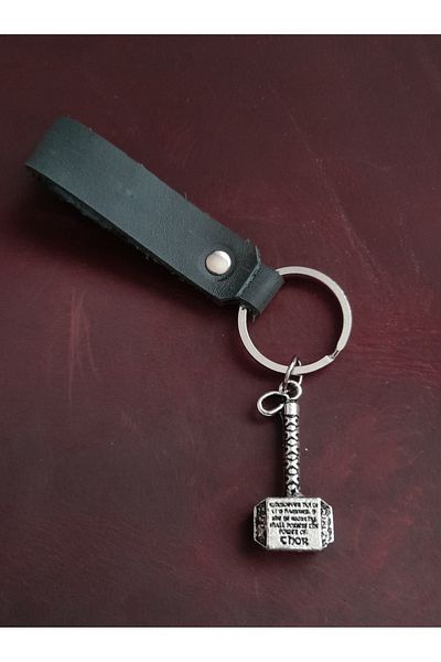 BSN Store Thor Hammer Symbol Keychain Hand Made Real Leather Keychain