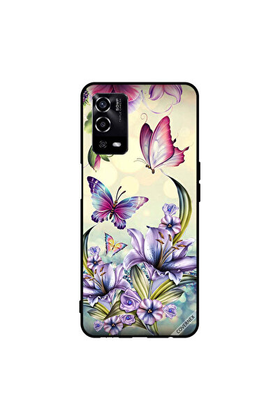 Covernex غطاء حماية لهاتف Oppo A55/56 بنقشة زهور أرجوانية وفراشات