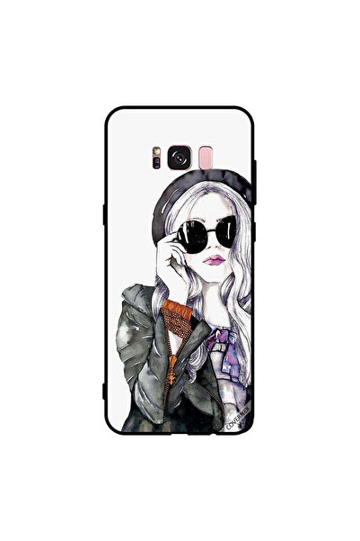 Covernex غطاء حماية لهاتف سامسونج جالاكسي S8+ أسود من الزجاج بتصميم فتاة لطيفة