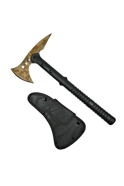 dalimag Sharp Axe with Double Blade, Camping Model Camo 2025, Plastic Handle, 38 cm, Black Sheath, Dalimag