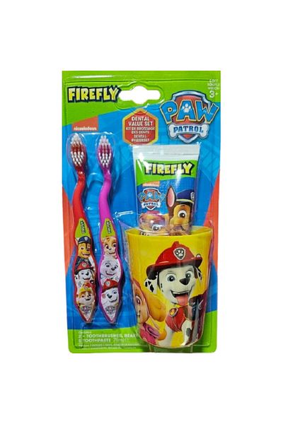 Firefly Set de îngrijire dentară Paw Patrol, pastă de dinți, 2 periuțe de dinți, cană
