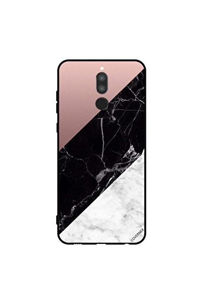 Covernex غطاء حماية لهاتف هواوي ميت 10 لايت، أبيض، أسود، سطح رخامي بنمط عادي