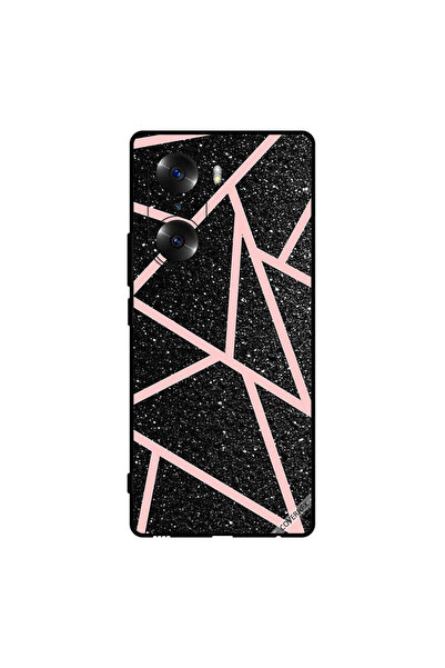 Covernex غطاء حماية لهاتف Honor 60، أسود لامع، بنقشة مسارات وردية فاتحة