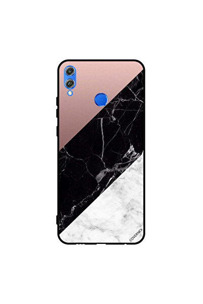 Covernex غطاء حماية لهاتف Honor 8X، أبيض، أسود، رخام، بنمط سادة