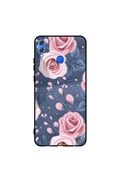 Covernex غطاء حماية لهاتف Honor 8X بنقشة ورود وردية وأوراق رمادية داكنة