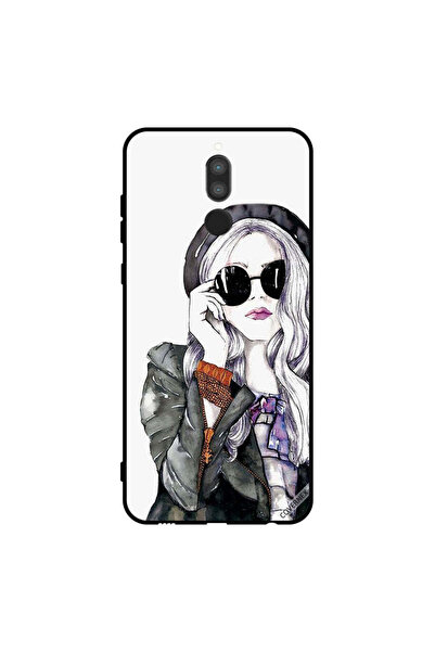 Covernex غطاء حماية لهاتف هواوي ميت 10 لايت، أسود، زجاجي، بتصميم فتاة لطيفة